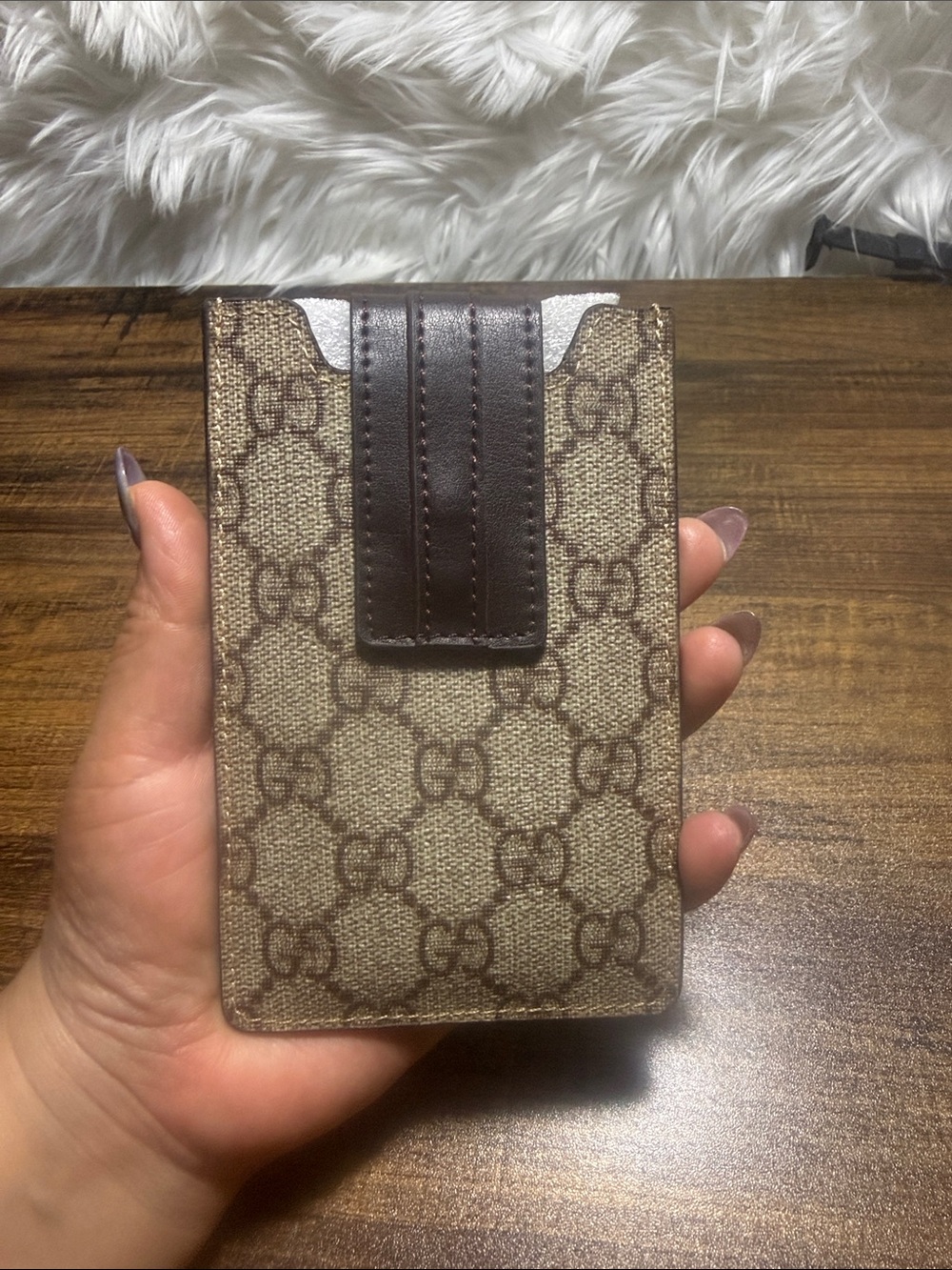Brown Patterned Magnetic Card Wallet Phone Case